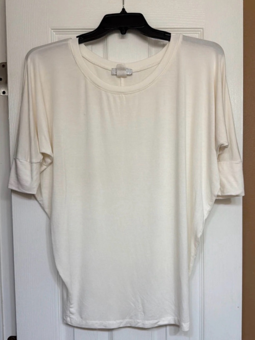 Y2K Toska Cream Short-Sleeve Relaxed Blouse with Dolman Sleeves